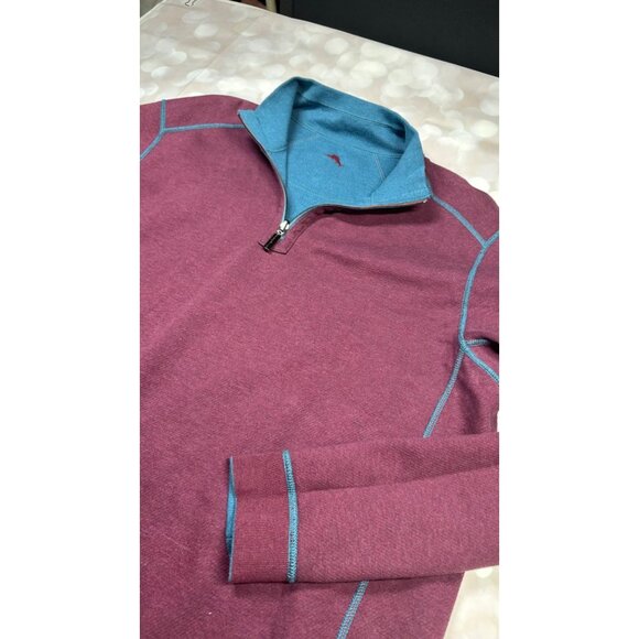 Tommy Bahama Mens XL Blue Red Reversible Flipside 1/4 Zip Pullover Sweater - Picture 10 of 13